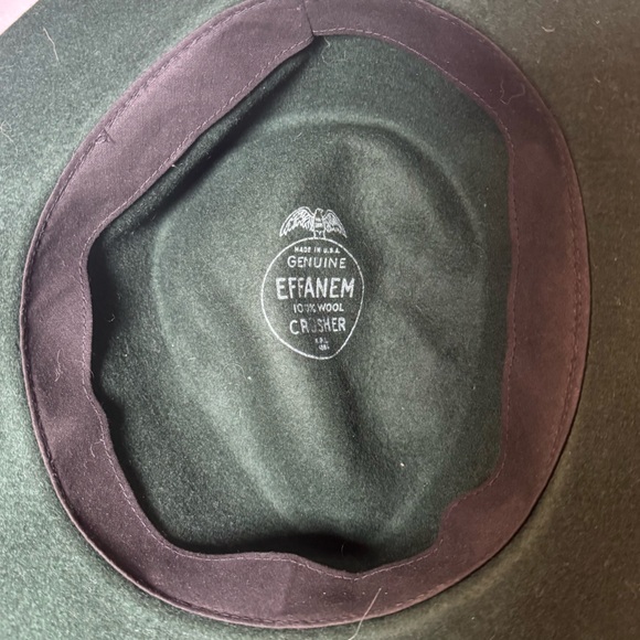 Vintage Spruce Green Genuine Effanem 100% Wool Crusher Hat - Picture 10 of 10
